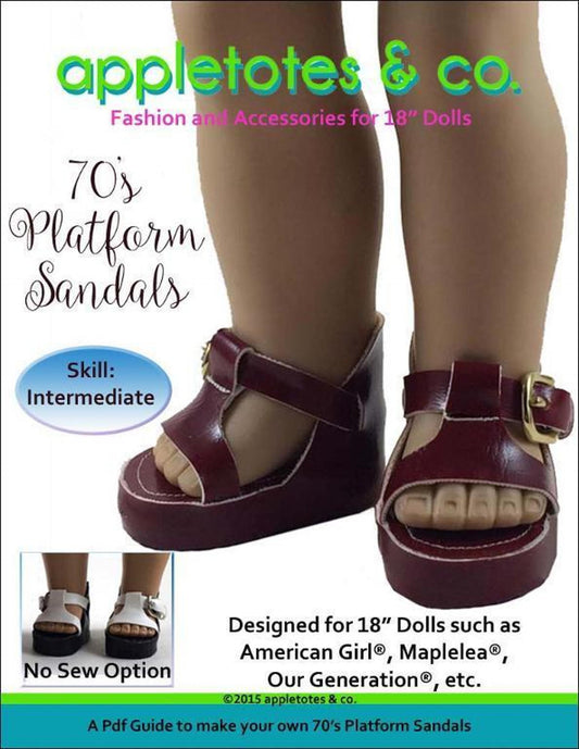 70's Platform Sandals Sewing Pattern for 18 Inch Dolls
