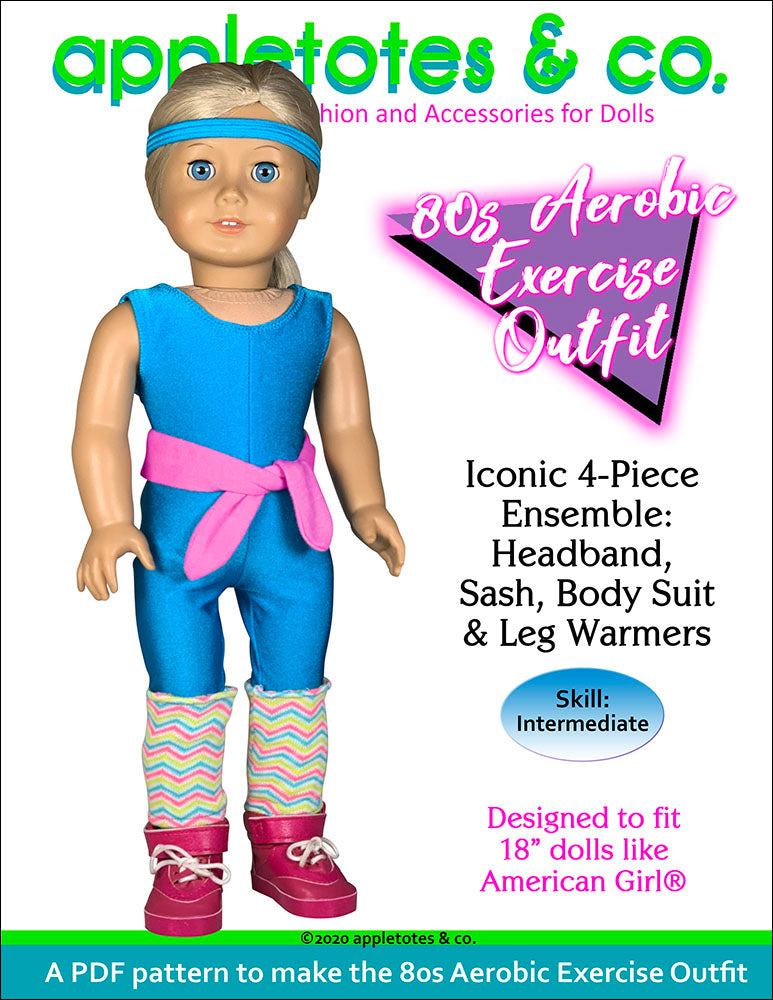 80s Aerobic Exercise Outfit Sewing Pattern 18 Inch Dolls