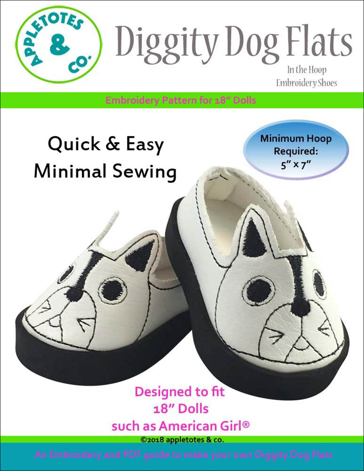 Diggity Dog Flats ITH Embroidery Patterns for 18 Inch Dolls