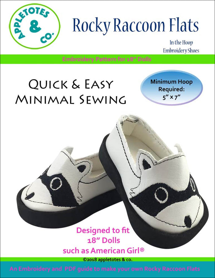 Rocky Raccoon Flats ITH Embroidery Patterns for 18 Inch Dolls