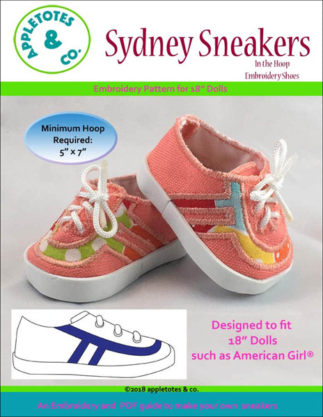 Sydney Sneakers ITH Embroidery Patterns for 18" Dolls
