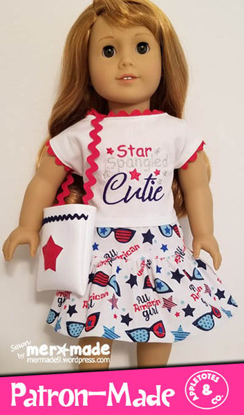 Star Spangled Cutie Machine Embroidery File for 18" Dolls