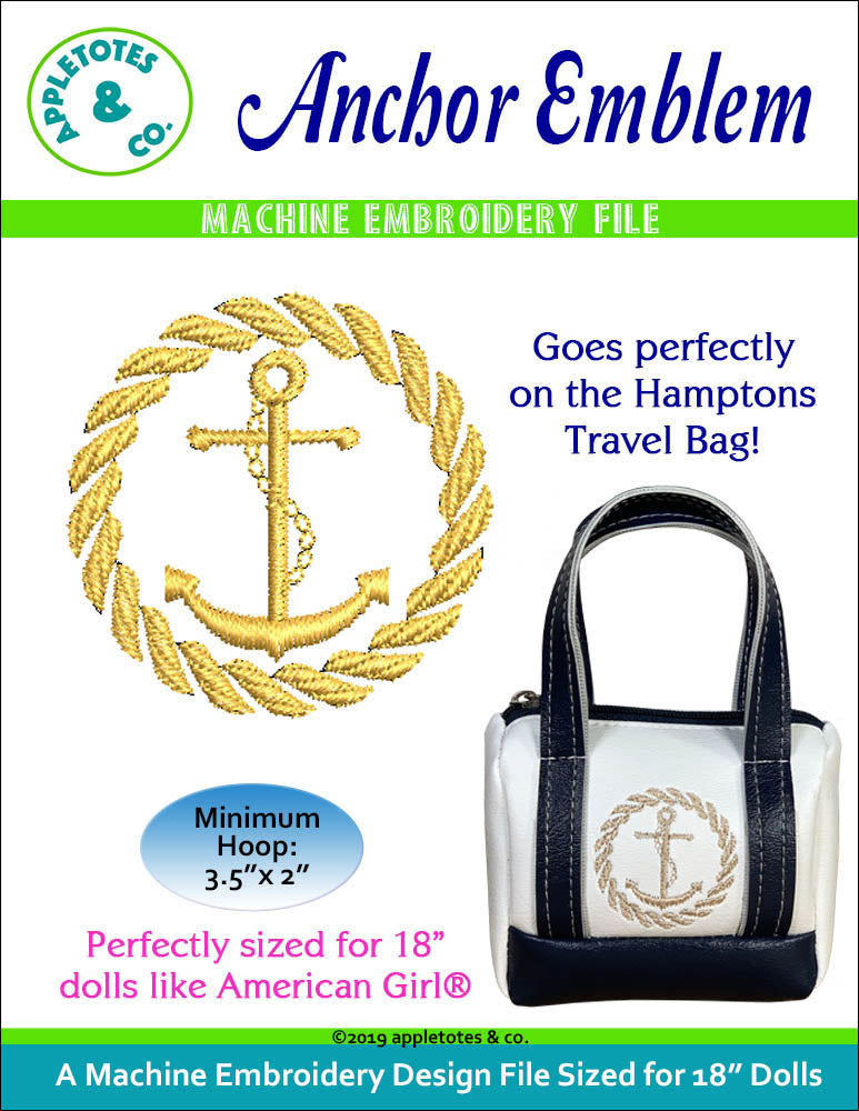 Anchor Emblem Machine Embroidery File for 18 Inch Dolls