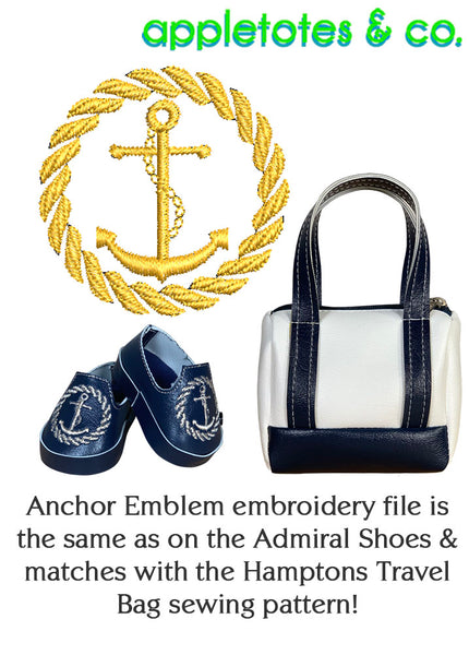 Anchor Emblem Machine Embroidery File for 18 Inch Dolls