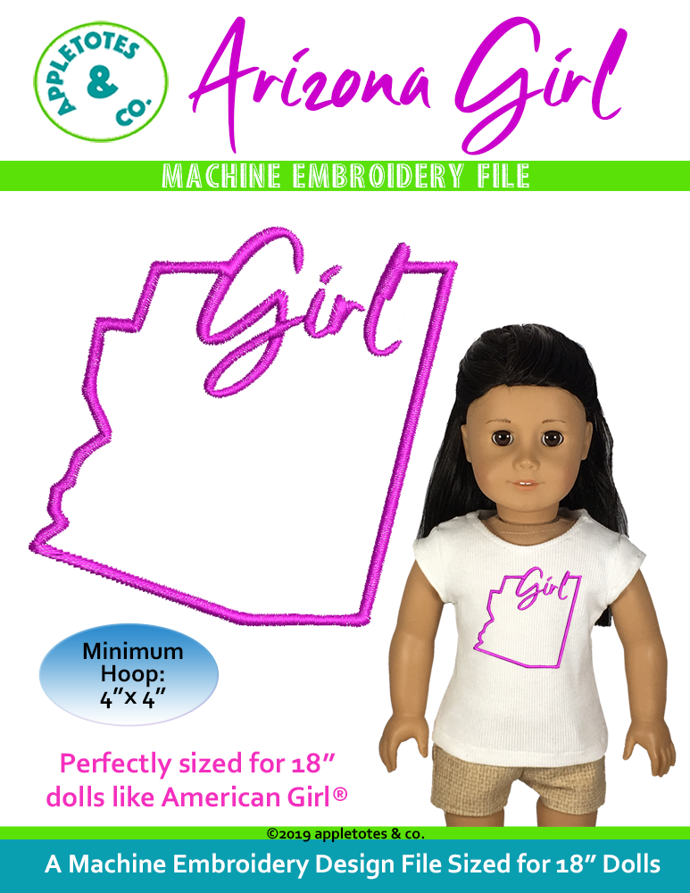 Arizona Girl Machine Embroidery File for 18 Inch Dolls