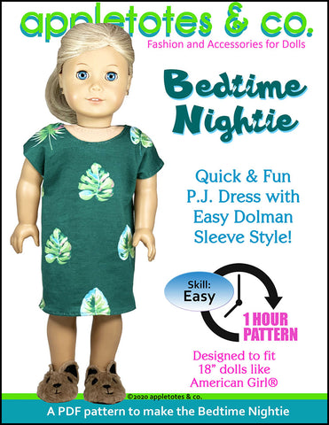 Bedtime Nightie Sewing Pattern for 18 Inch Dolls