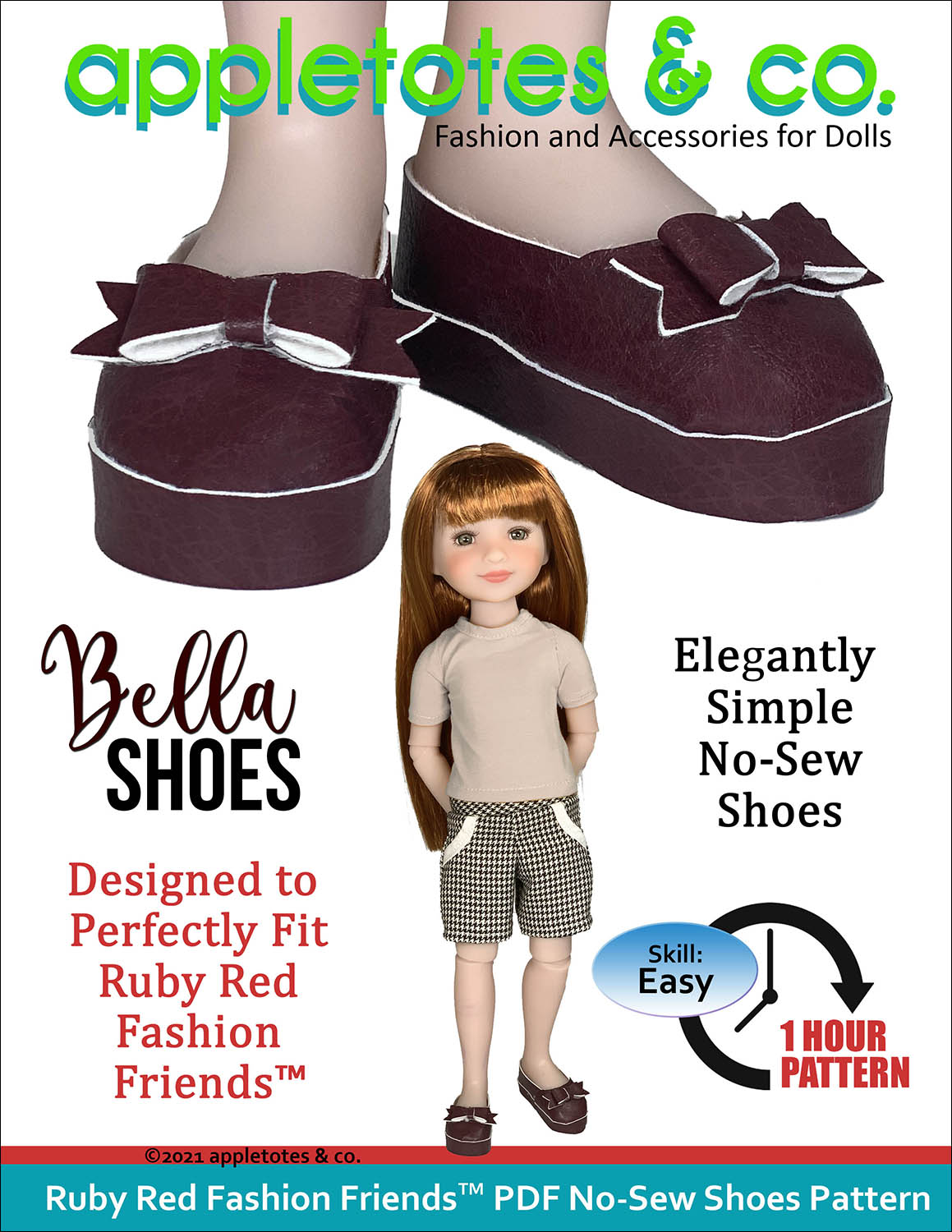 No-Sew Bella Shoes Ruby Red Fashion Friends Pattern – Appletotes & Co.