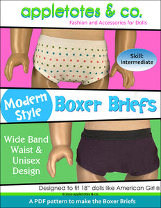 Boxer Briefs Sewing Pattern for 18 Inch Dolls