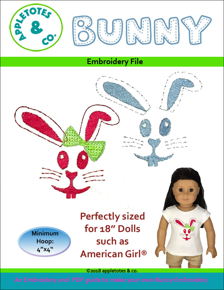 Bunny Machine Embroidery File for 18" Dolls
