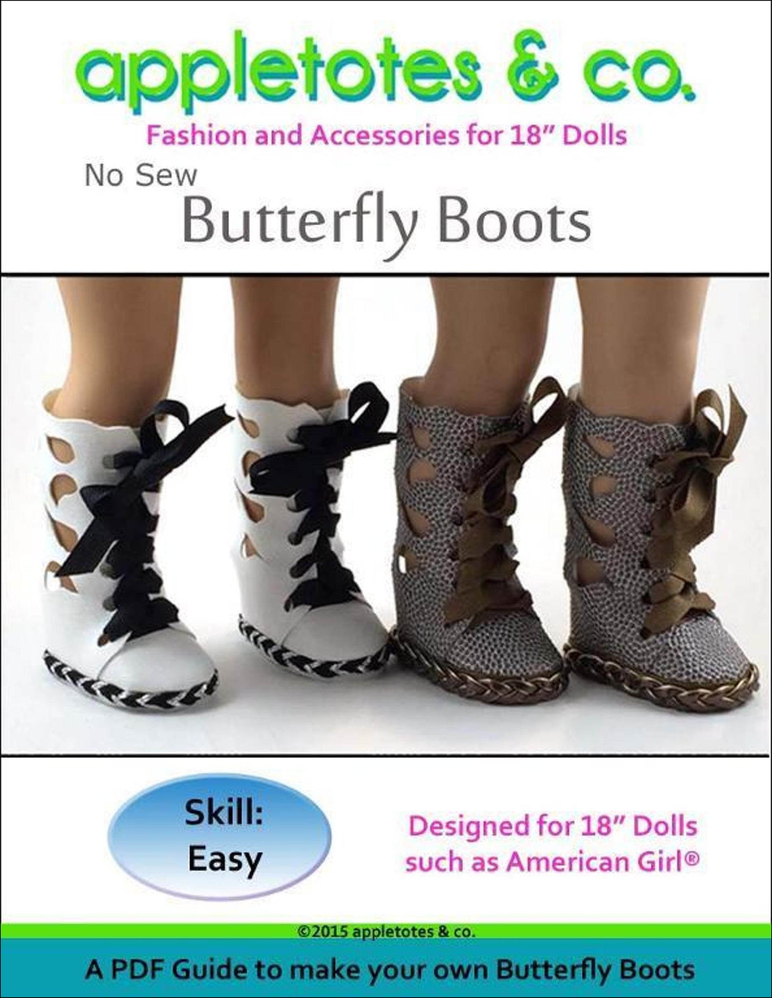 Butterfly Boots Sewing Pattern for 18" Dolls