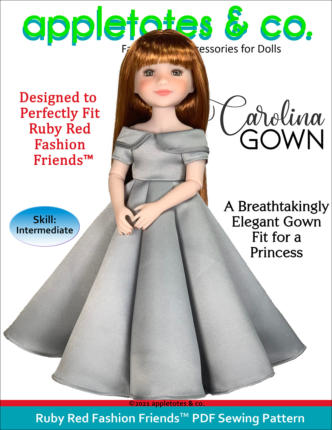Carolina Gown Ruby Red Fashion Friends™ Sewing Pattern