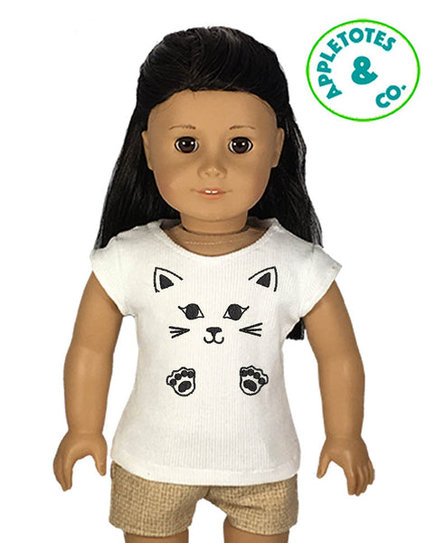 Cat Face and Paws Machine Embroidery File for 18 Inch Dolls