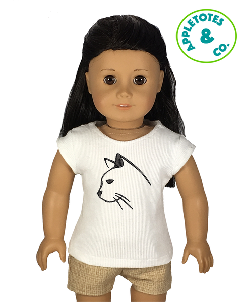 Sleek Cat Head Machine Embroidery File for 18" Dolls