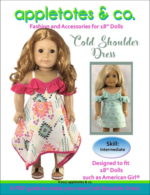 Cold Shoulder Dress Sewing Pattern for 18 Inch Dolls