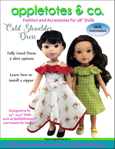 Cold Shoulder Dress Sewing Pattern for 14" Dolls