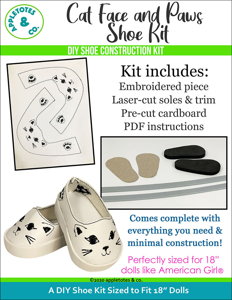 Cat Face and Paws Animal Flat Embroidery Kit Pack