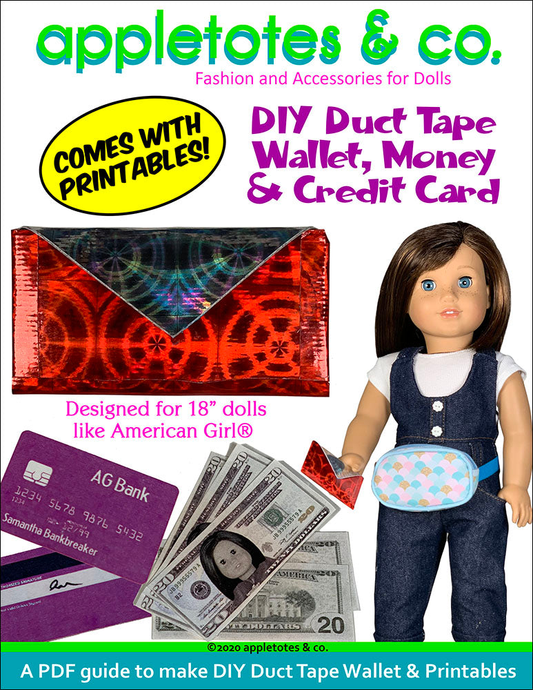 DIY Duct Tape Wallet for 18 Inch Dolls - Free Printables Included