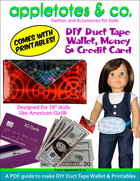 DIY Duct Tape Wallet for 18 Inch Dolls - Free Printables Included