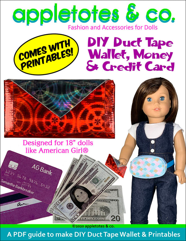 DIY Duct Tape Wallet for 18 Inch Dolls - Free Printables Included