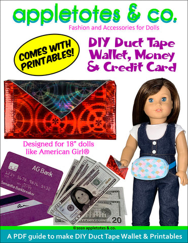 DIY Duct Tape Wallet for 18 Inch Dolls - Free Printables Included