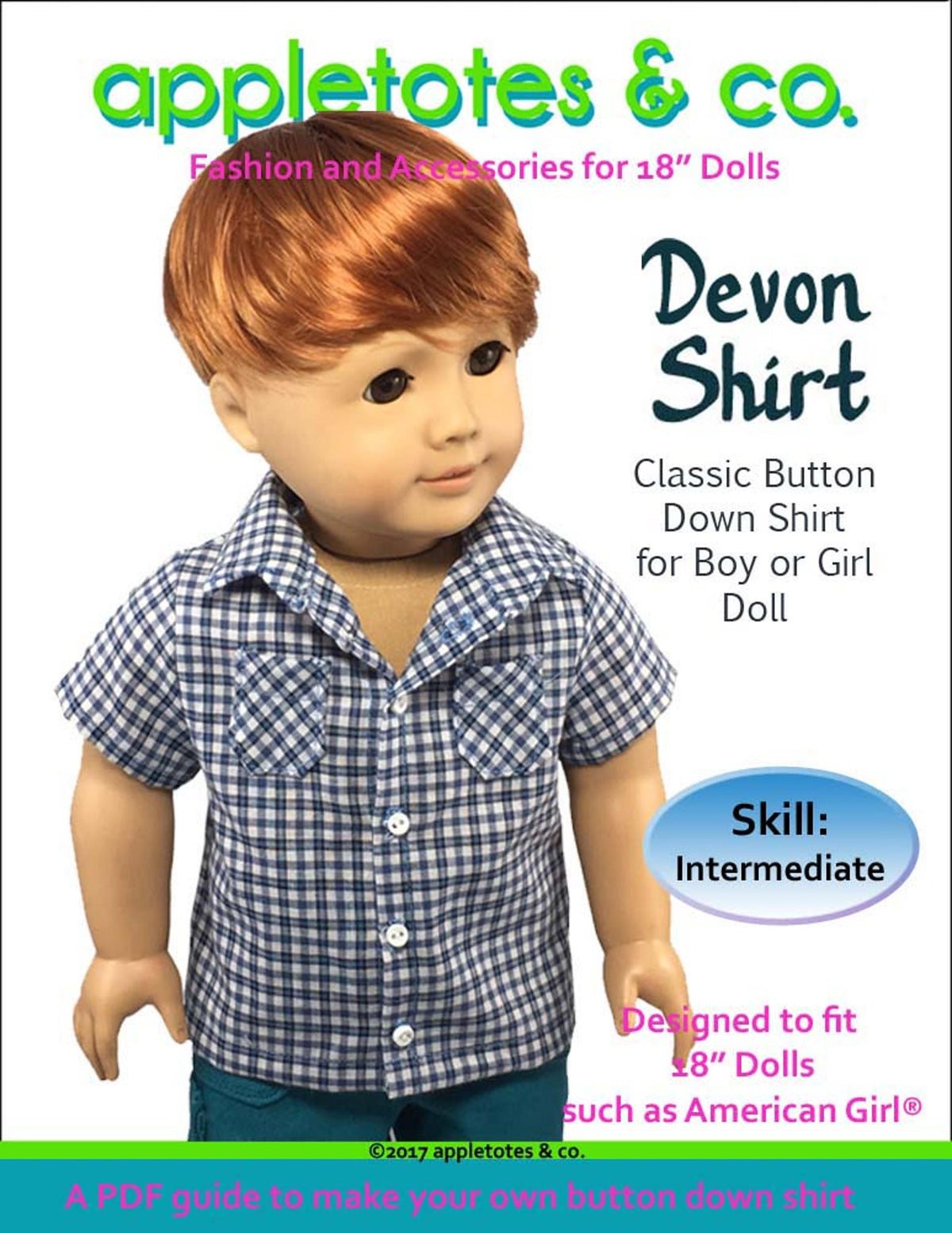 Devon Button-Down Shirt Sewing Pattern for 18 Inch Dolls