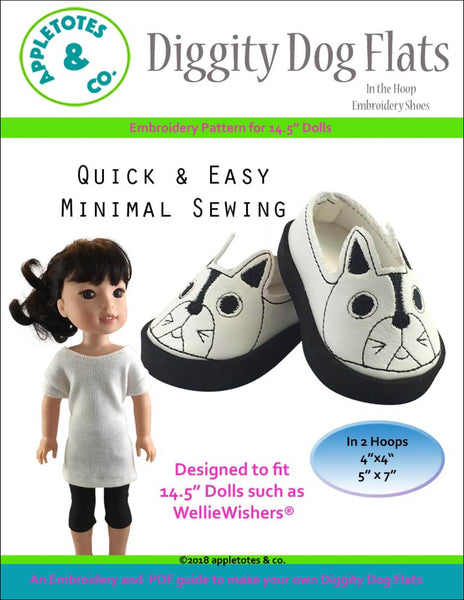 Diggity Dog Flats ITH Embroidery Patterns for 14.5" Dolls