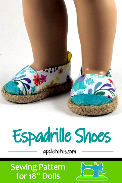 Espadrille Shoes Sewing Pattern for 18" Dolls