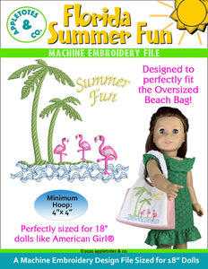 Florida Summer Fun Machine Embroidery File for 18 Inch Dolls