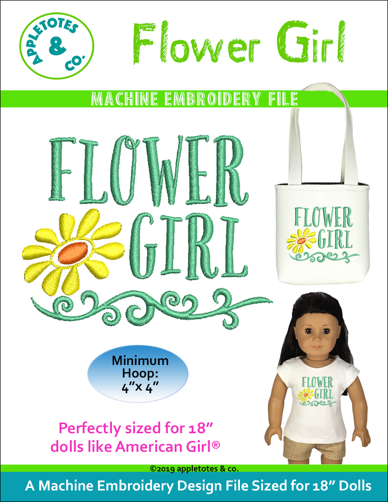 Flower Girl Machine Embroidery File for 18" Dolls