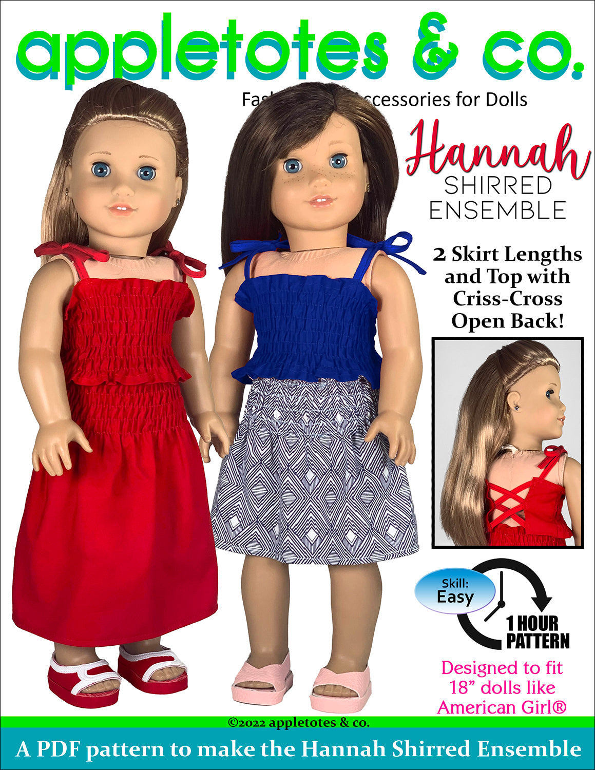 Hannah Shirred Ensemble 18 Inch Doll Sewing Pattern