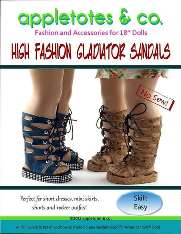 High Fashion Gladiator Sandals Sewing Pattern for 18" Dolls