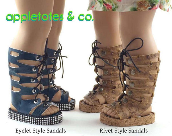High Fashion Gladiator Sandals Sewing Pattern for 18" Dolls