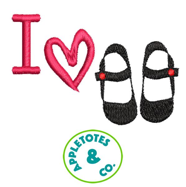 I Love Shoes Machine Embroidery File for 18" Dolls
