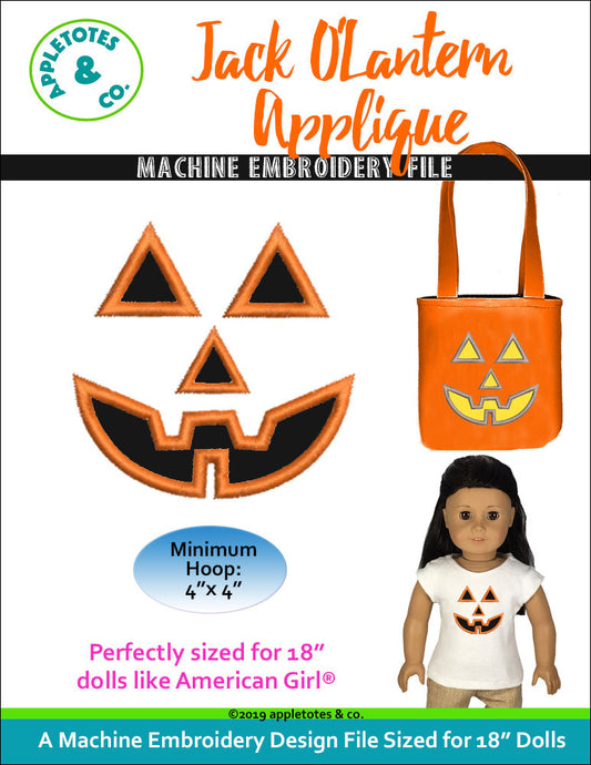 Jack O'Lantern Halloween Applique for 18 Inch Dolls
