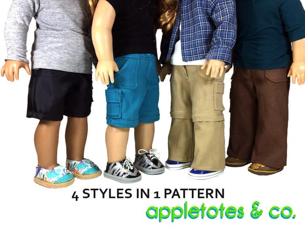 Jamie Convertible Pants Sewing Pattern for 18" Dolls
