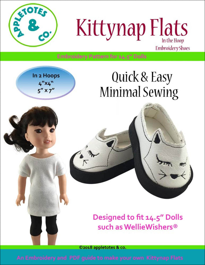 Kittynap Flats ITH Embroidery Patterns for 14 Inch Dolls