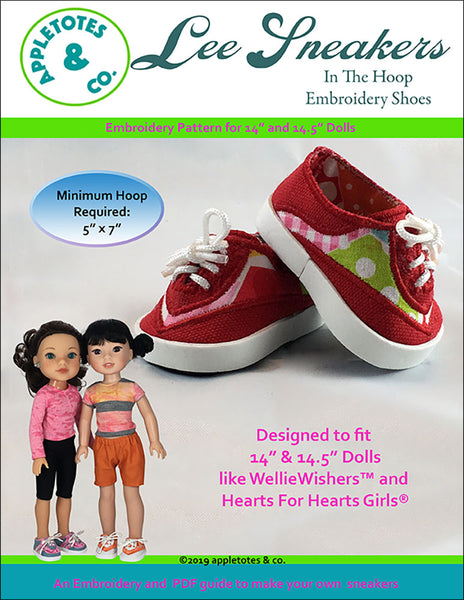 Lee Sneakers ITH Embroidery Pattern for 14.5" Dolls