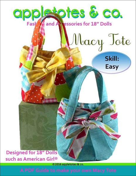 Macy Tote Bag Sewing Pattern for 18" Dolls