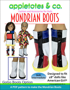 Mondrian Boots Sewing Pattern for 18" Dolls