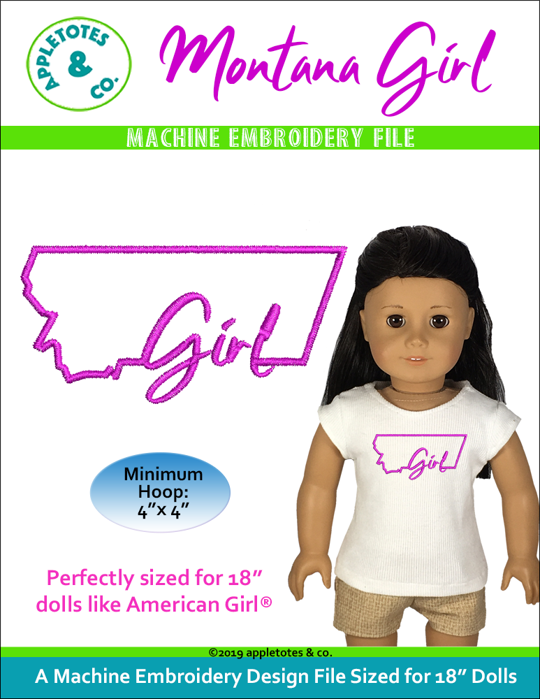 Montana Girl Machine Embroidery File for 18 Inch Dolls