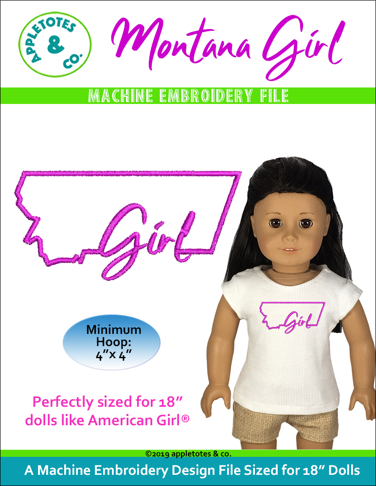 Montana Girl Machine Embroidery File for 18" Dolls