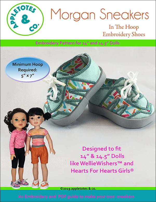 Morgan Sneakers ITH Embroidery Pattern for 14 Inch Dolls