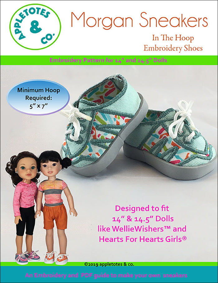 Morgan Sneakers ITH Embroidery Pattern for 14 Inch Dolls