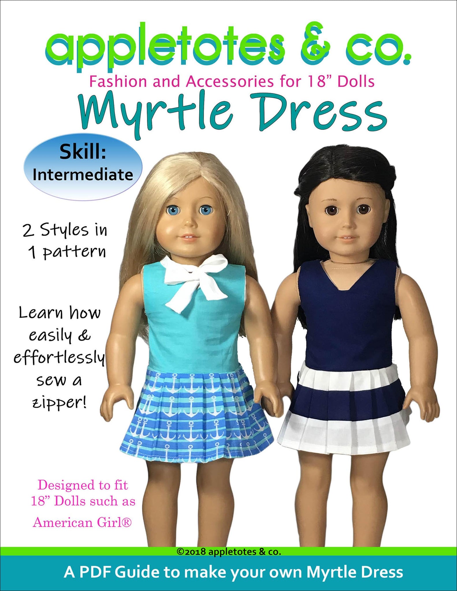 Myrtle Dress Sewing Pattern for 18 Inch Dolls