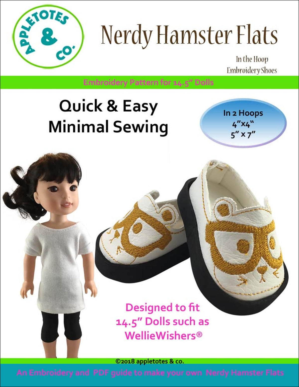 Nerdy Hampster Flats ITH Embroidery Patterns for 14 Inch Dolls