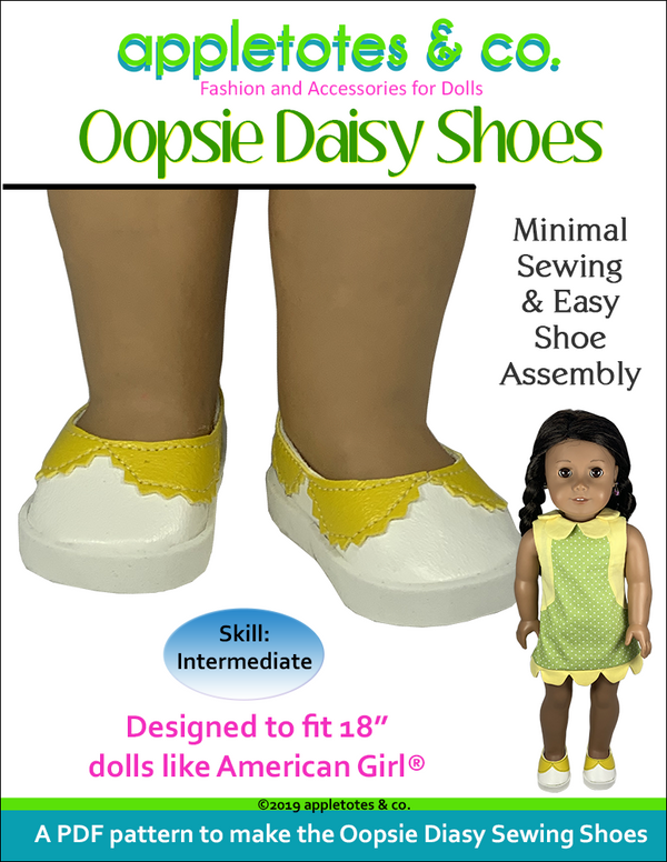 Oopsie Daisy Shoes Sewing Pattern for 18 Inch Dolls