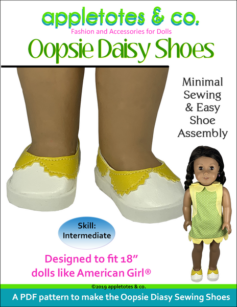 Oopsie Daisy Shoes Sewing Pattern for 18" Dolls