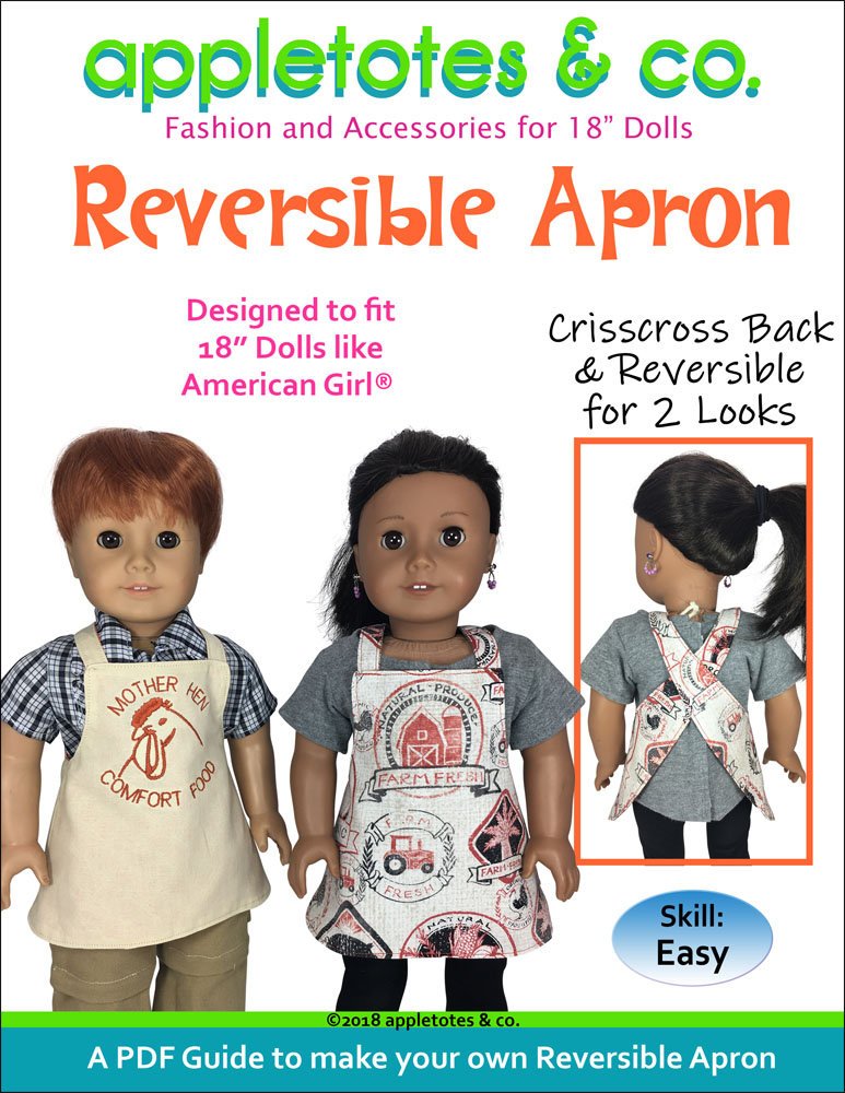 Reversible Apron Sewing Pattern for 18" Dolls