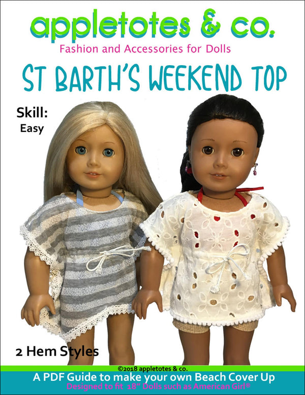 St. Barth's Weekend Top Sewing Pattern for 18 Inch Dolls