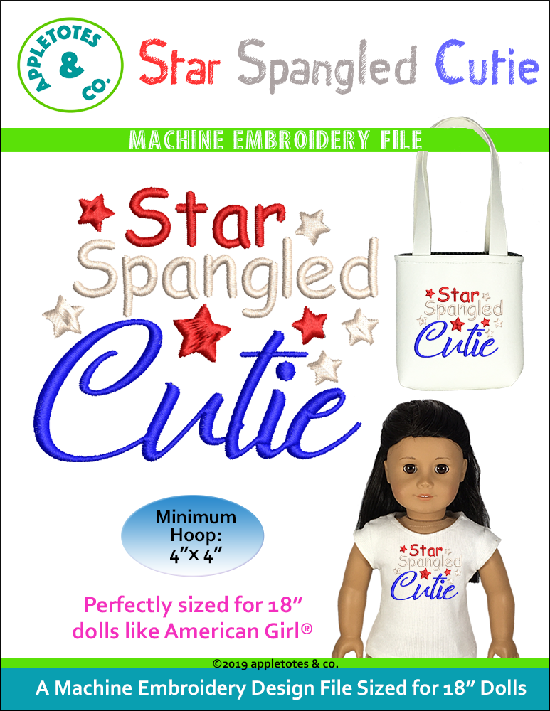Star Spangled Cutie Machine Embroidery File for 18" Dolls